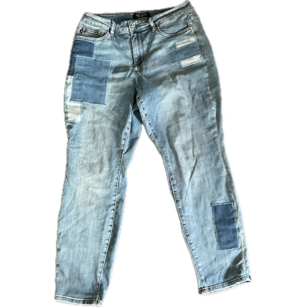 Women's JUDY BLUE Boyfriend Fit Patchwork Jeans JB88499 Size 14W